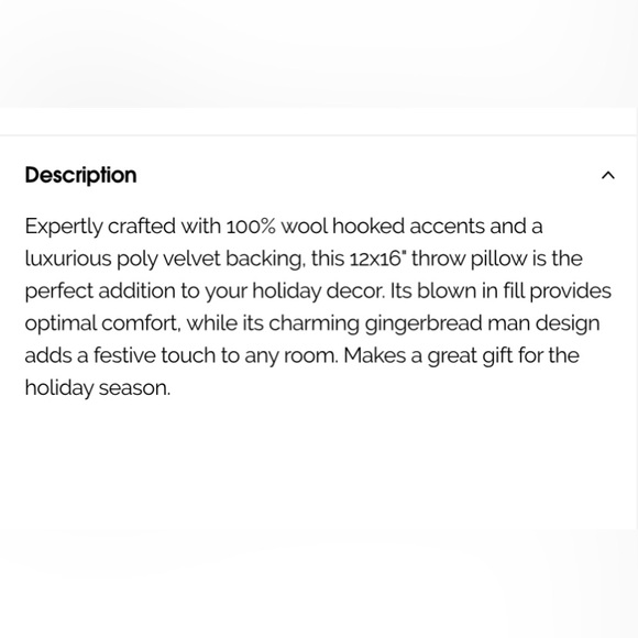 Peking Handicraft || Hooked Wool Gingerbread Man Throw Pillow - Picture 6 of 6